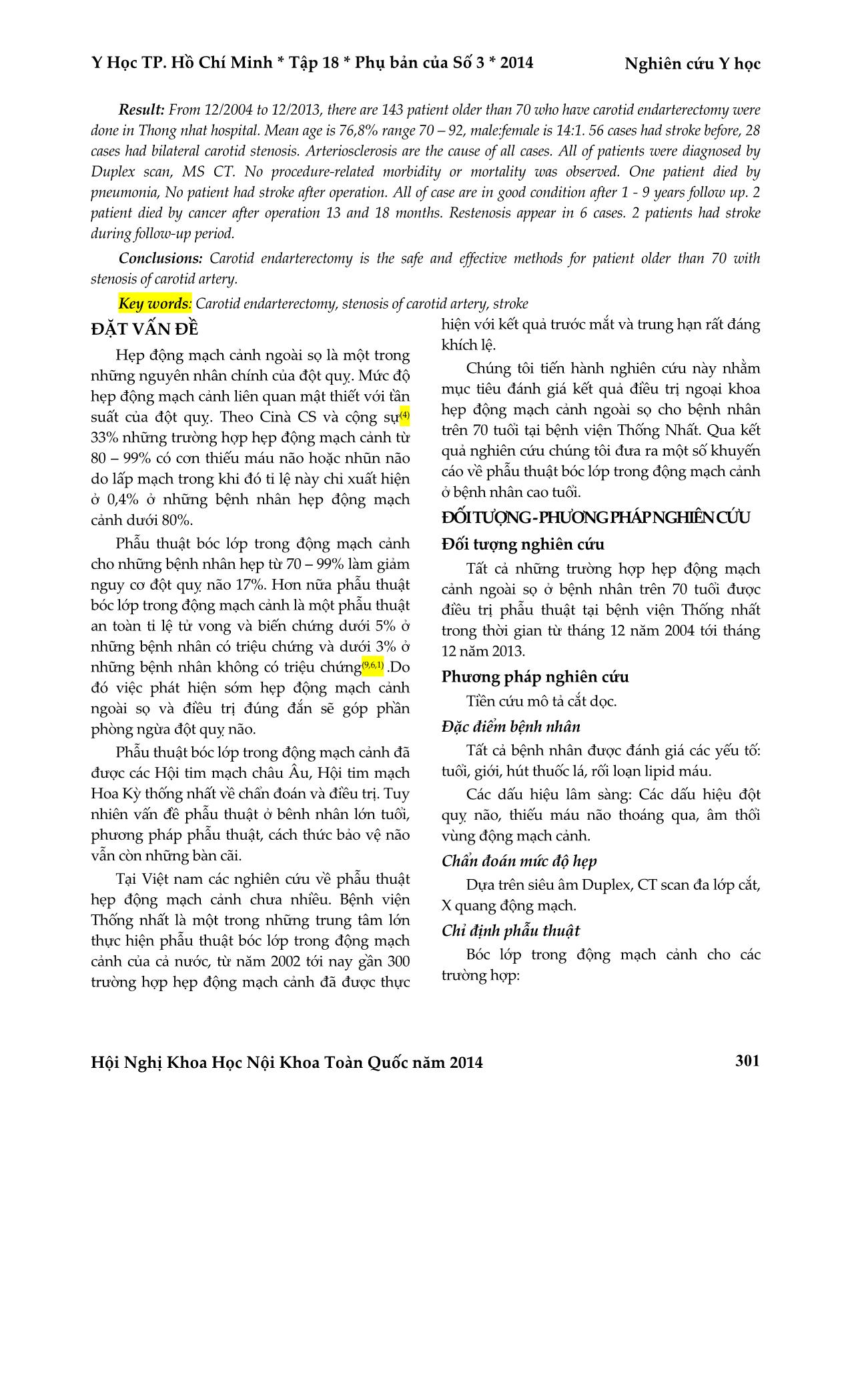 Khuyến cáo chẩn đoán và điều trị hẹp động mạch cảnh ở bệnh nhân trên 70 tuổi trang 2