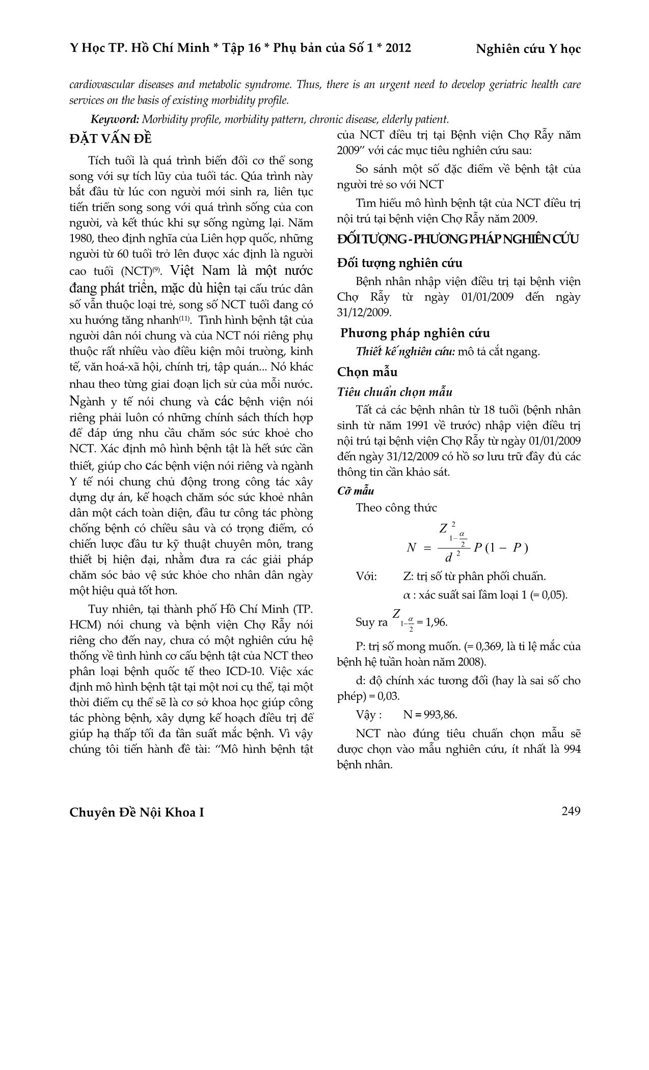 Mô hình bệnh tật ở người cao tuổi điều trị nội trú tại bệnh viện chợ Rẫy năm 2009 trang 2