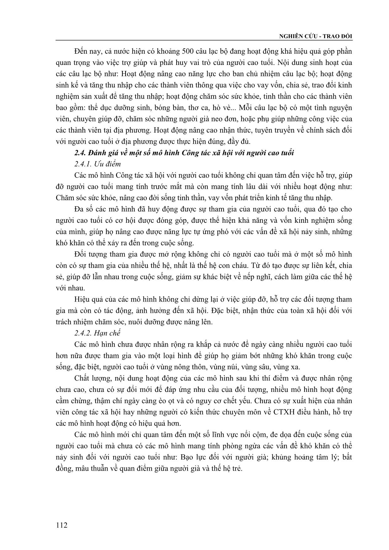 Mô hình dịch vụ công tác xã hội trong chăm sóc sức khỏe người cao tuổi dựa vào cộng đồng ở Việt Nam hiện nay trang 9