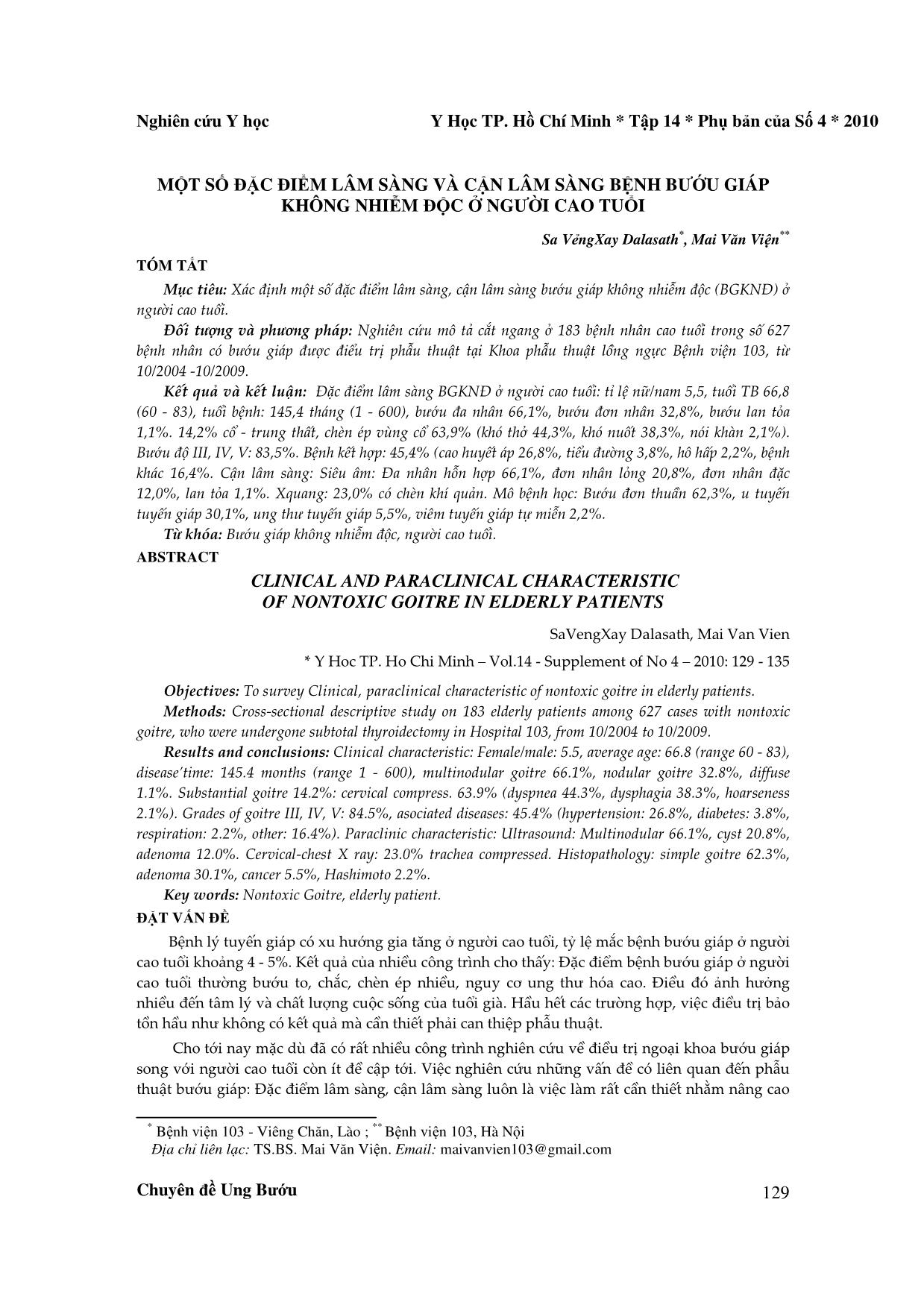 Một số đặc điểm lâm sàng và cận lâm sàng bệnh bướu giáp không nhiễm độc ở người cao tuổi trang 1