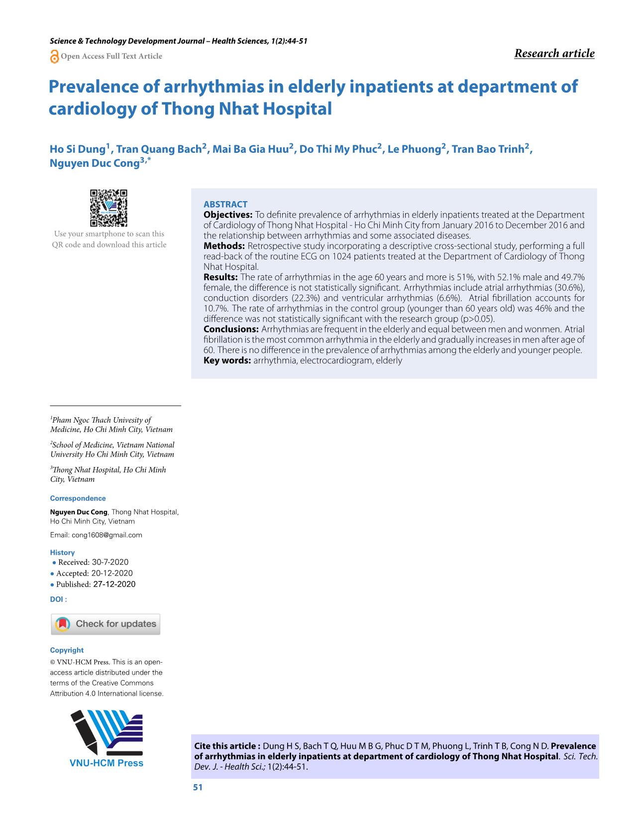 Tỉ lệ các rối loạn nhịp tim trên bệnh nhân cao tuổi điều trị nội trú tại khoa tim mạch - Bệnh viện Thống Nhất trang 8