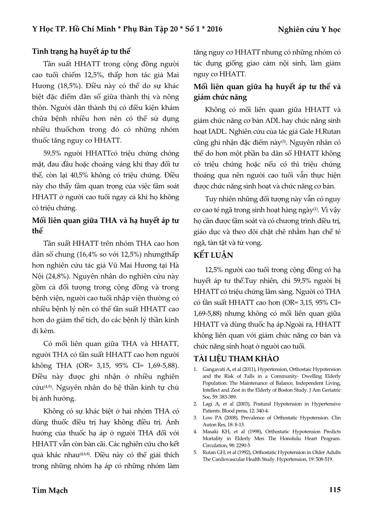 Tình trạng hạ huyết áp tư thế ở người cao tuổi trong cộng đồng xã Vĩnh Thành, tỉnh Bến Tre trang 4