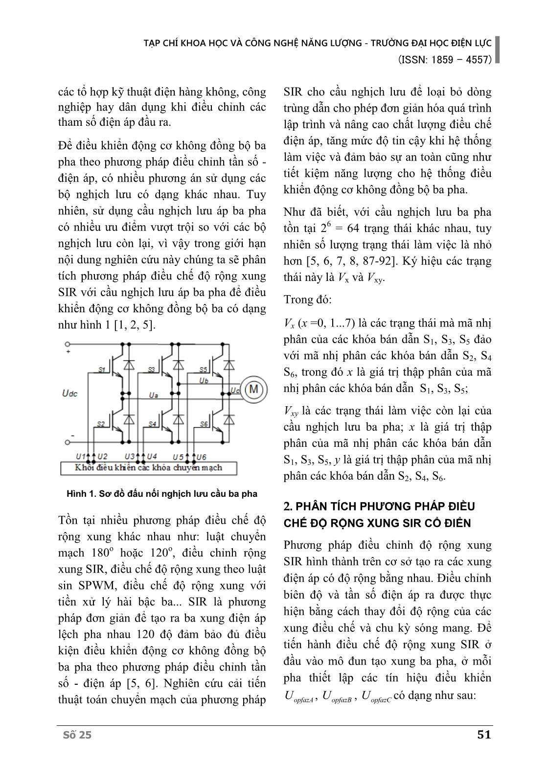 Cải tiến thuật toán điều chỉnh độ rộng xung sir điều khiển động cơ không đồng bộ ba pha trang 2