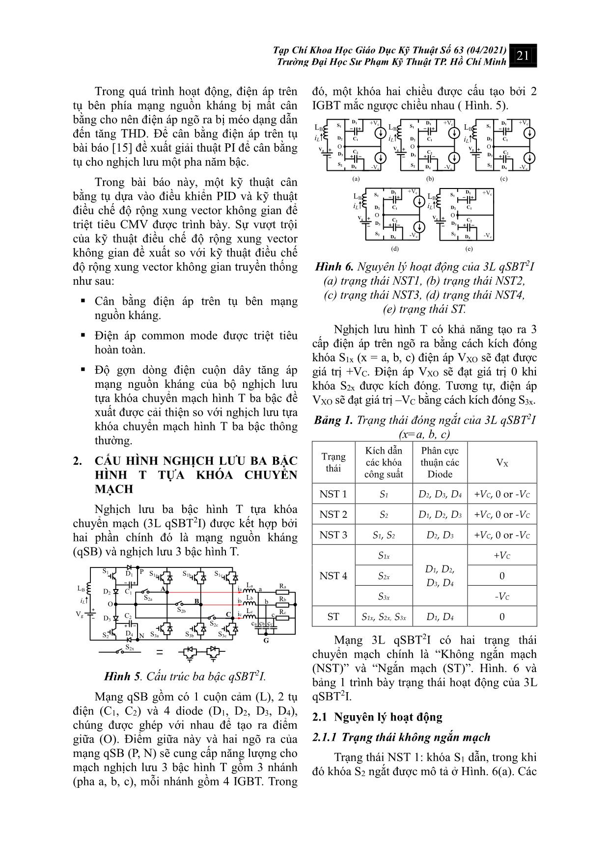 Cân bằng điện áp tụ và triệt tiêu điện áp common mode cho nghịch lưu hình T ba bậc trang 3