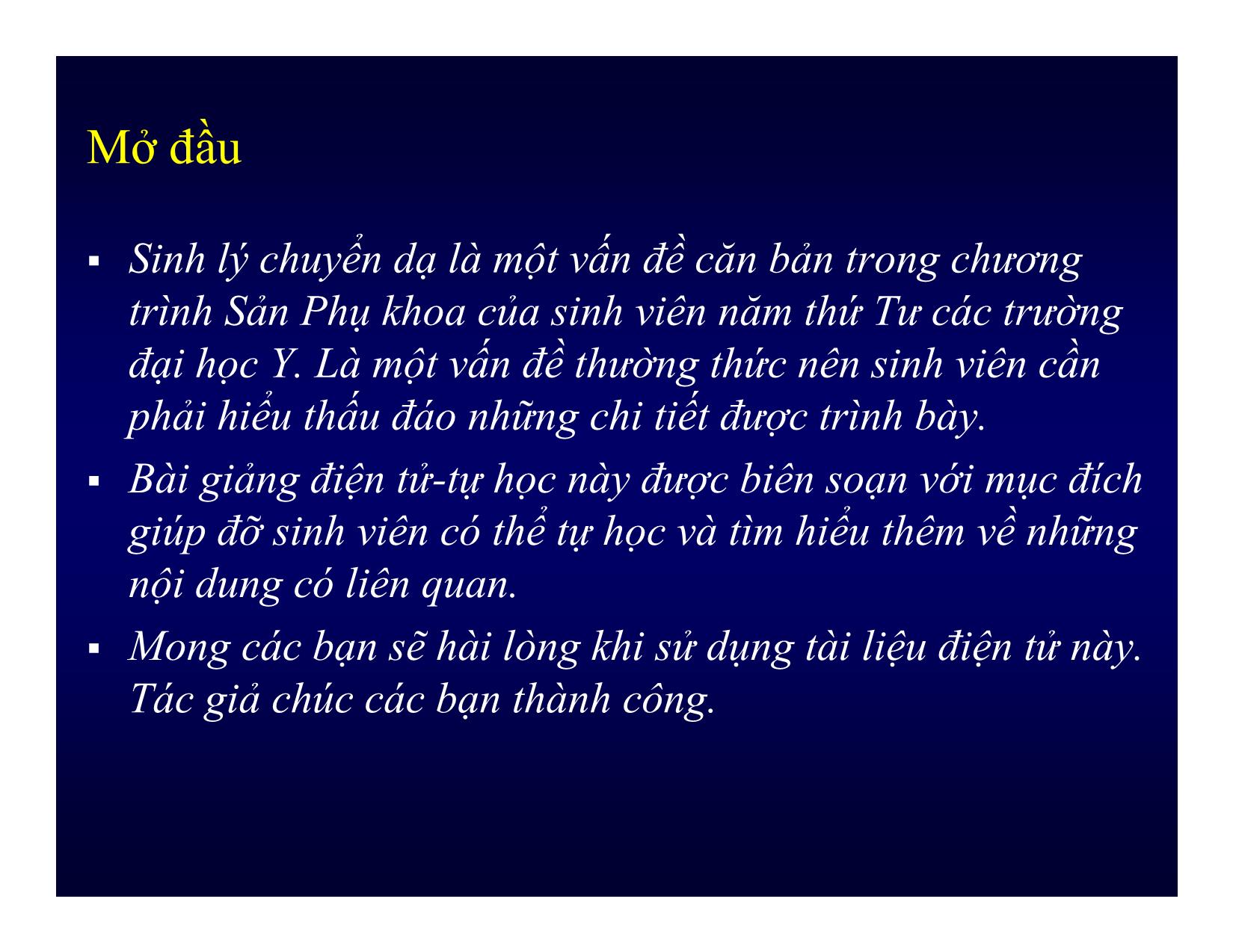 Bài giảng Sinh lý chuyển dạ - Âu Nhựt Luân trang 2