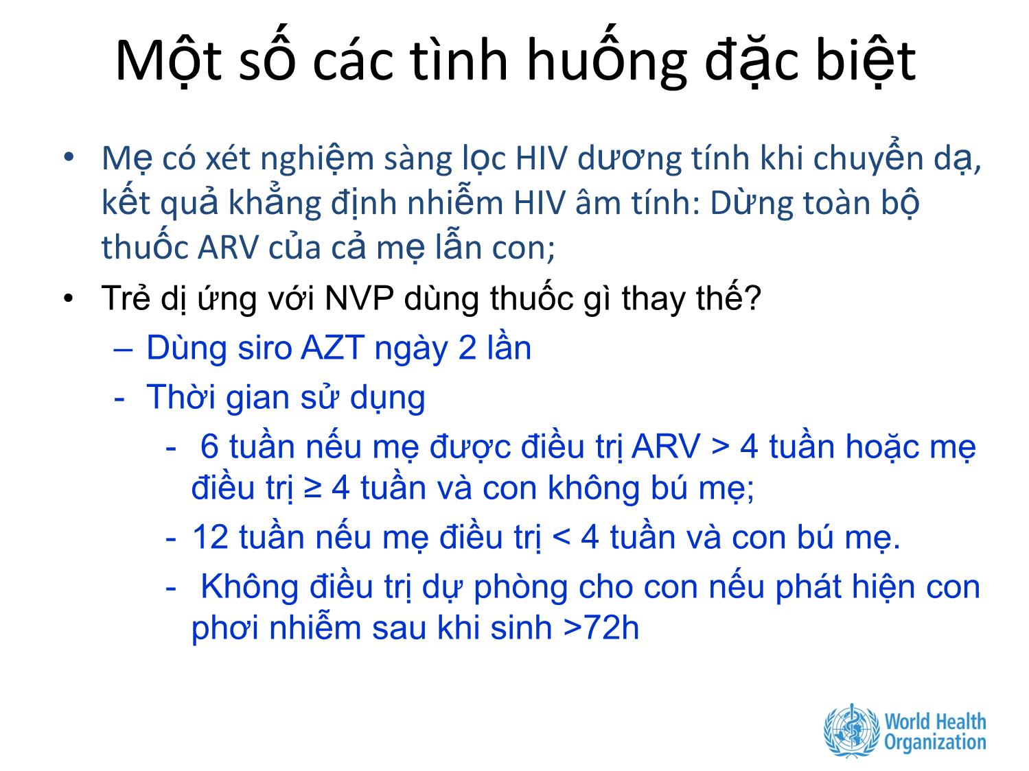 Bài giảng Điều trị ARV trong Phòng lây truyền HIV từ mẹ sang con trang 10