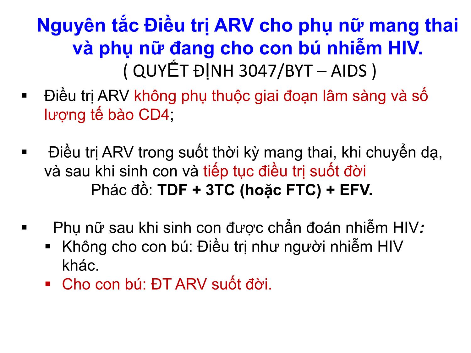 Bài giảng Điều trị ARV trong Phòng lây truyền HIV từ mẹ sang con trang 3