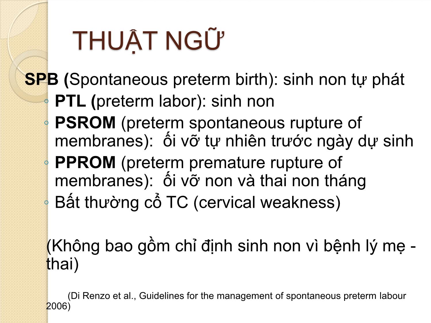 Bài giảng Khuyến cáo các can thiệp sản khoa để cải thiện kết cục trẻ sinh non trang 2