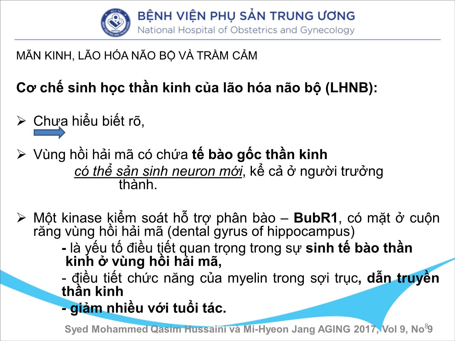 Bài giảng Mãn kinh, lão hóa não bộ và trầm cảm trang 8