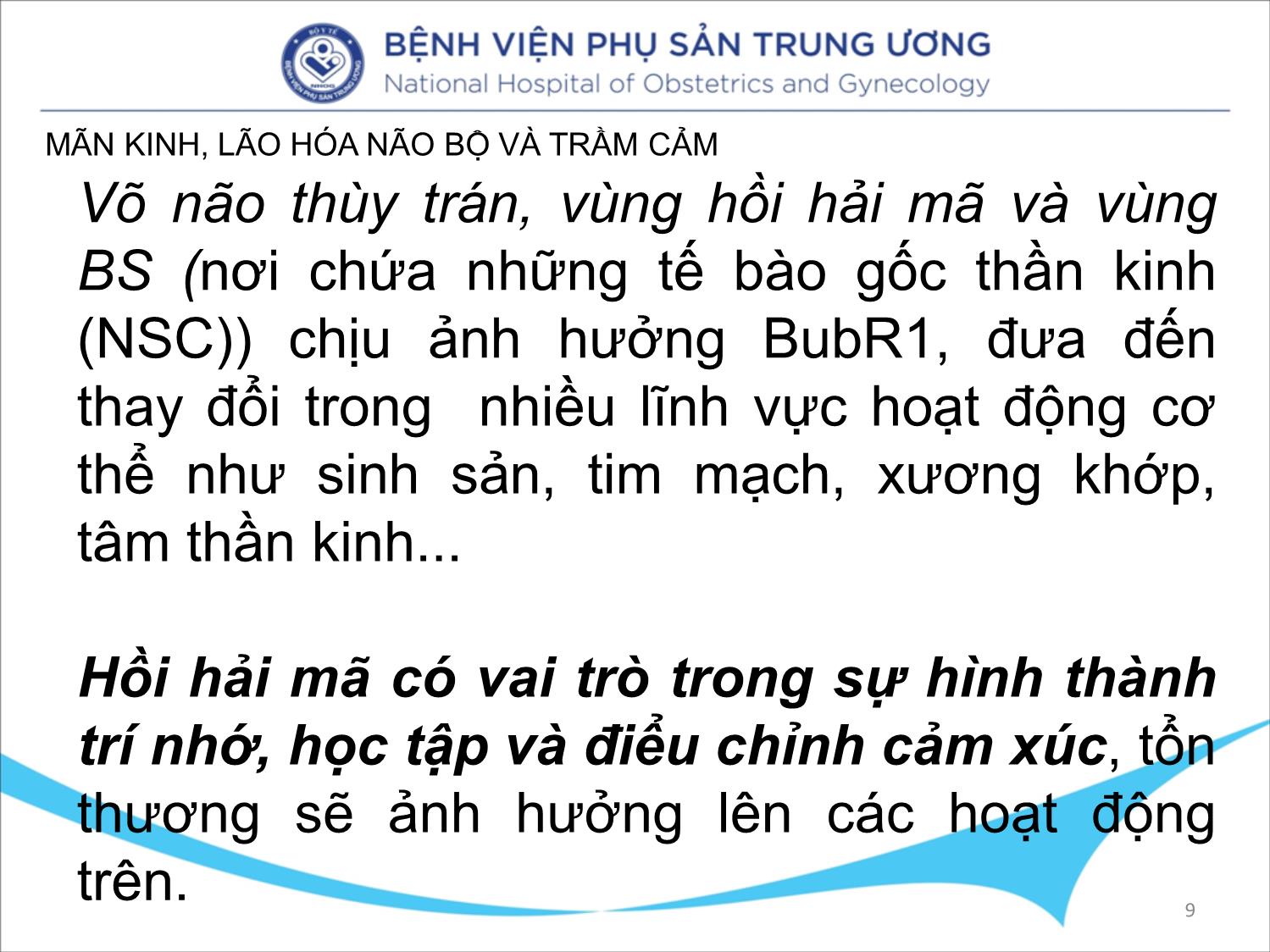 Bài giảng Mãn kinh, lão hóa não bộ và trầm cảm trang 9