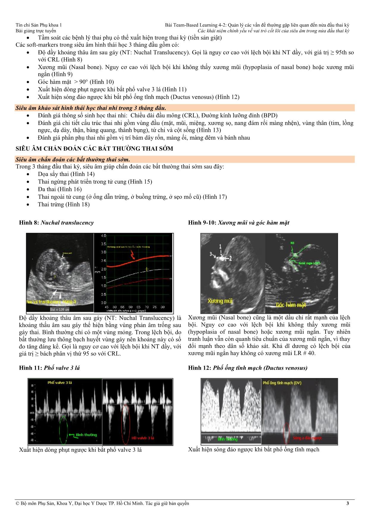 Tài liệu Team, based - Learning 4-2: Quản lý các vấn đề thường gặp liên quan đến nửa đầu thai kỳ - Các khái niệm chính yếu về vai trò cốt lõi của siêu âm trong nửa đầu thai kỳ trang 3
