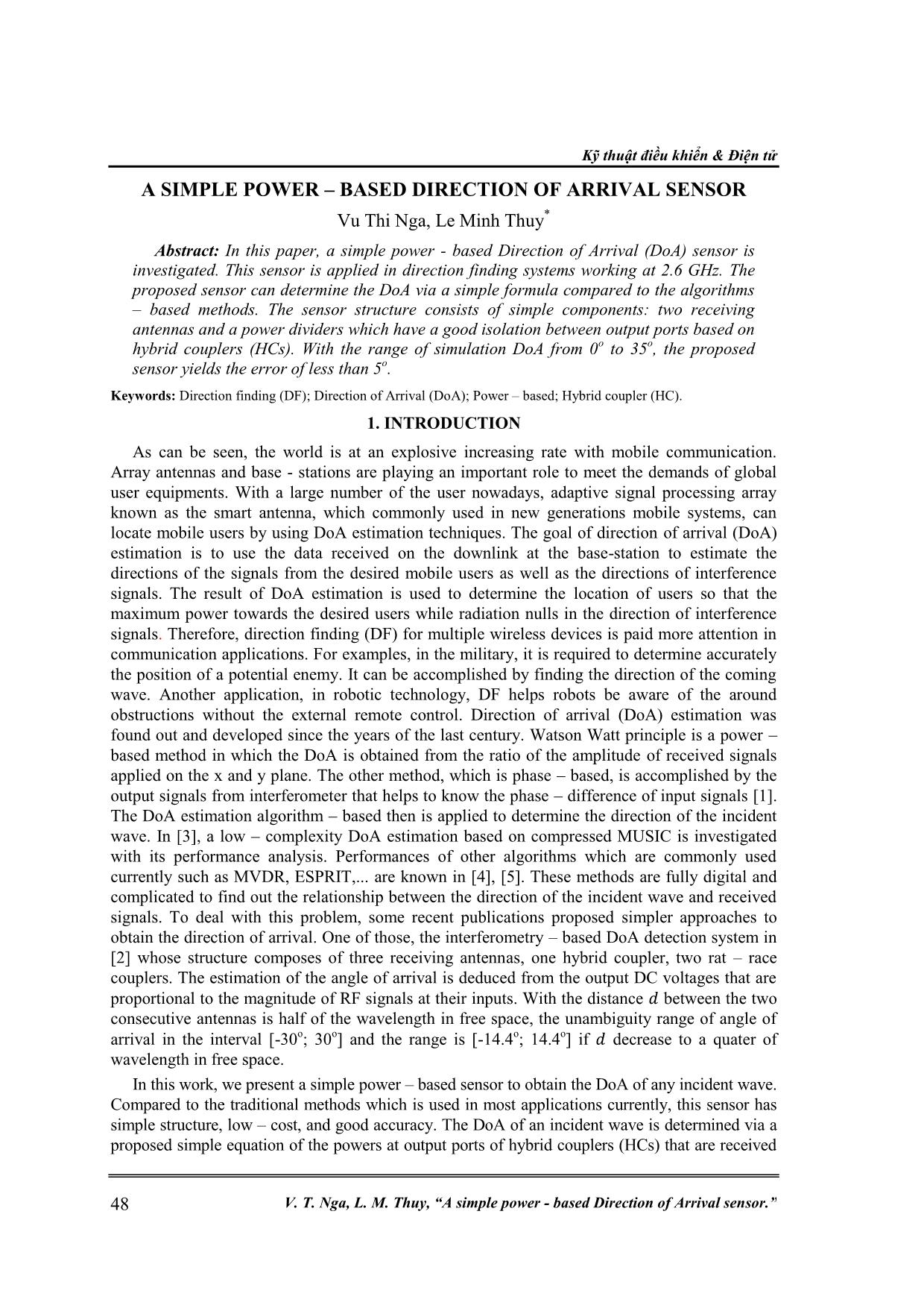 A simple power – based direction of arrival sensor trang 1