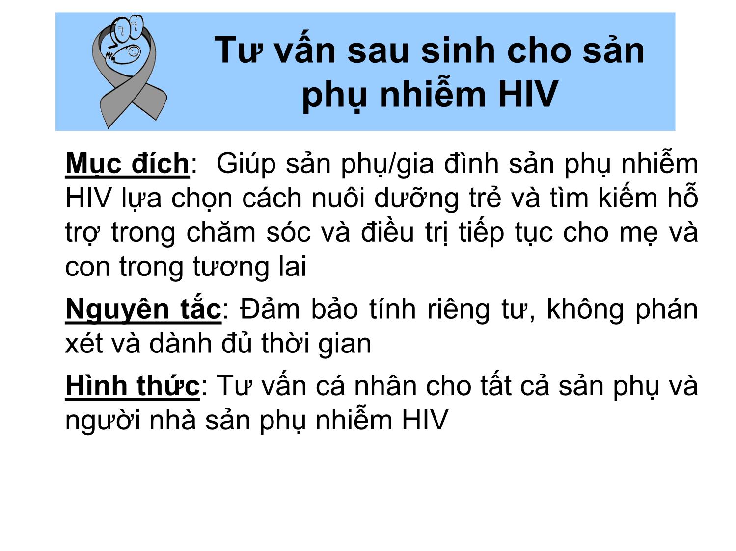 Bài giảng Tư vấn sau sinh cho mẹ bị nhiễm HIV trang 2