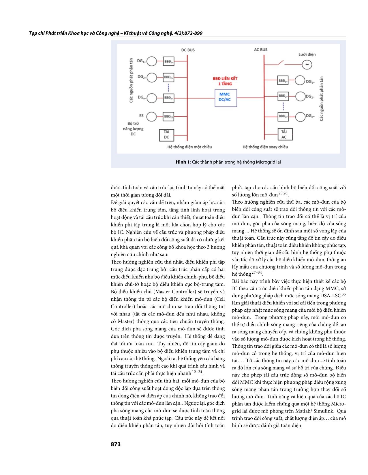 Điều khiển phân tán dịch mức sóng mang cho bộ biến đổi công suất liên kết dạng đa bậc trong lưới điện nhỏ dạng lai trang 2