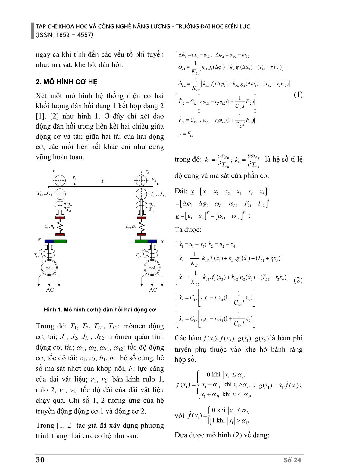 Điều khiển trượt trên cơ sở bất đẳng thức ma trận tuyến tính cho hệ thống nhiều động cơ khi có yếu tố phi tuyến tác động trang 2