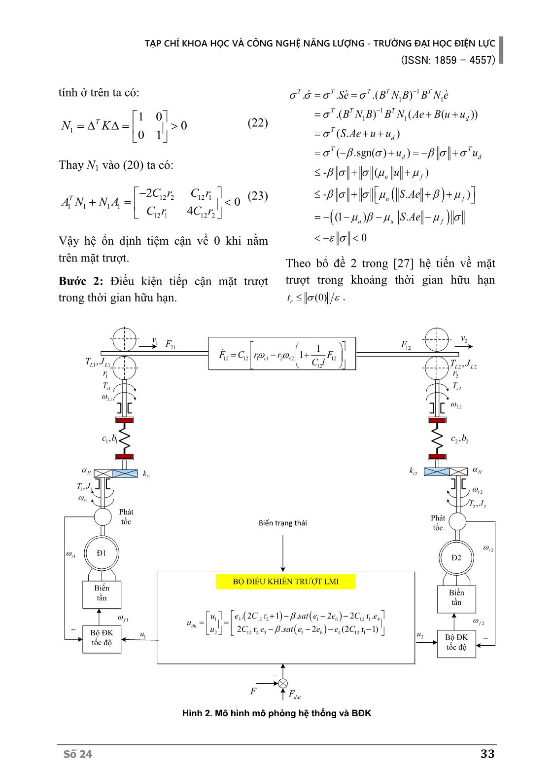 Điều khiển trượt trên cơ sở bất đẳng thức ma trận tuyến tính cho hệ thống nhiều động cơ khi có yếu tố phi tuyến tác động trang 5