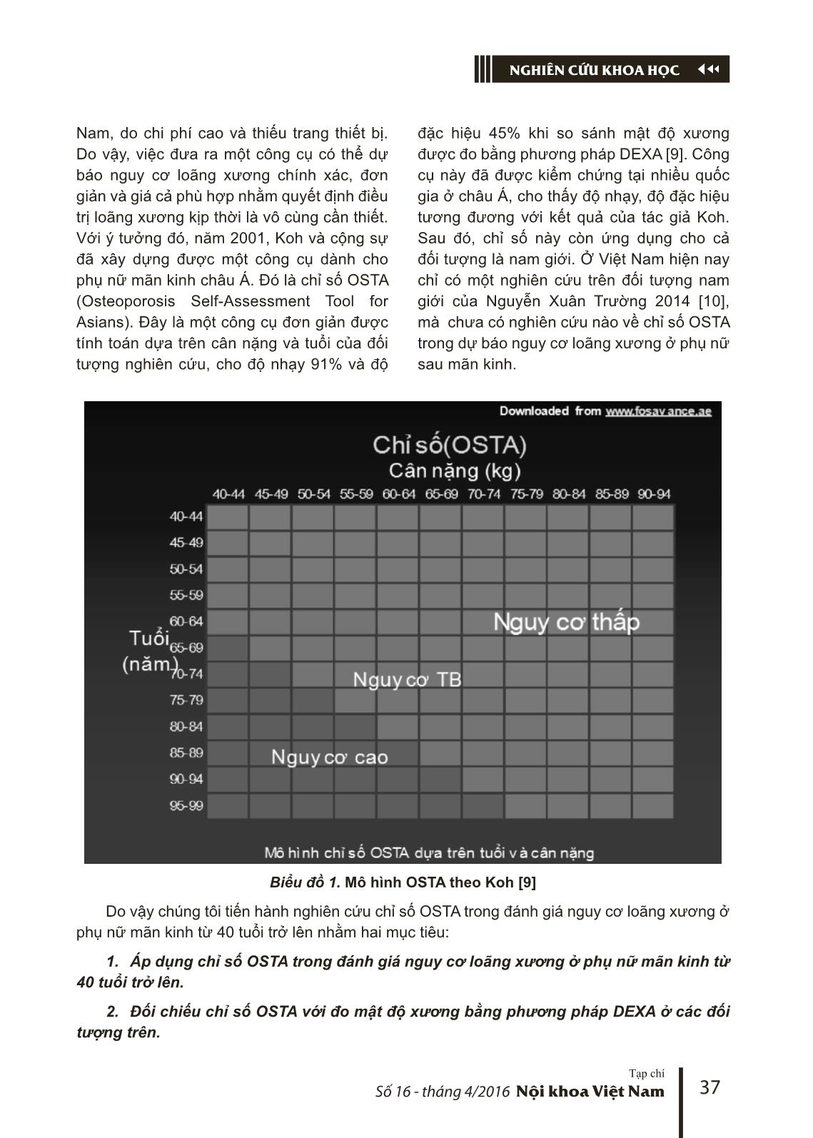 Nghiên cứu chỉ số osta trong đánh giá nguy cơ loãng xương ở phụ nữ mãn kinh từ 40 tuổi trở lên trang 2