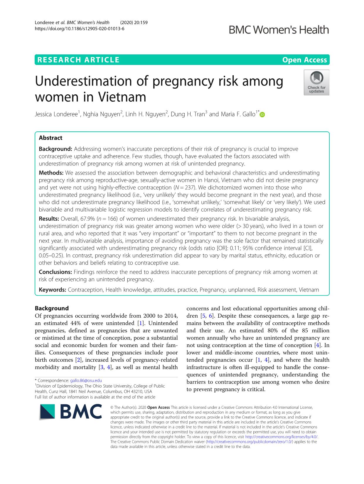 Underestimation of pregnancy risk among women in Viet Nam trang 1