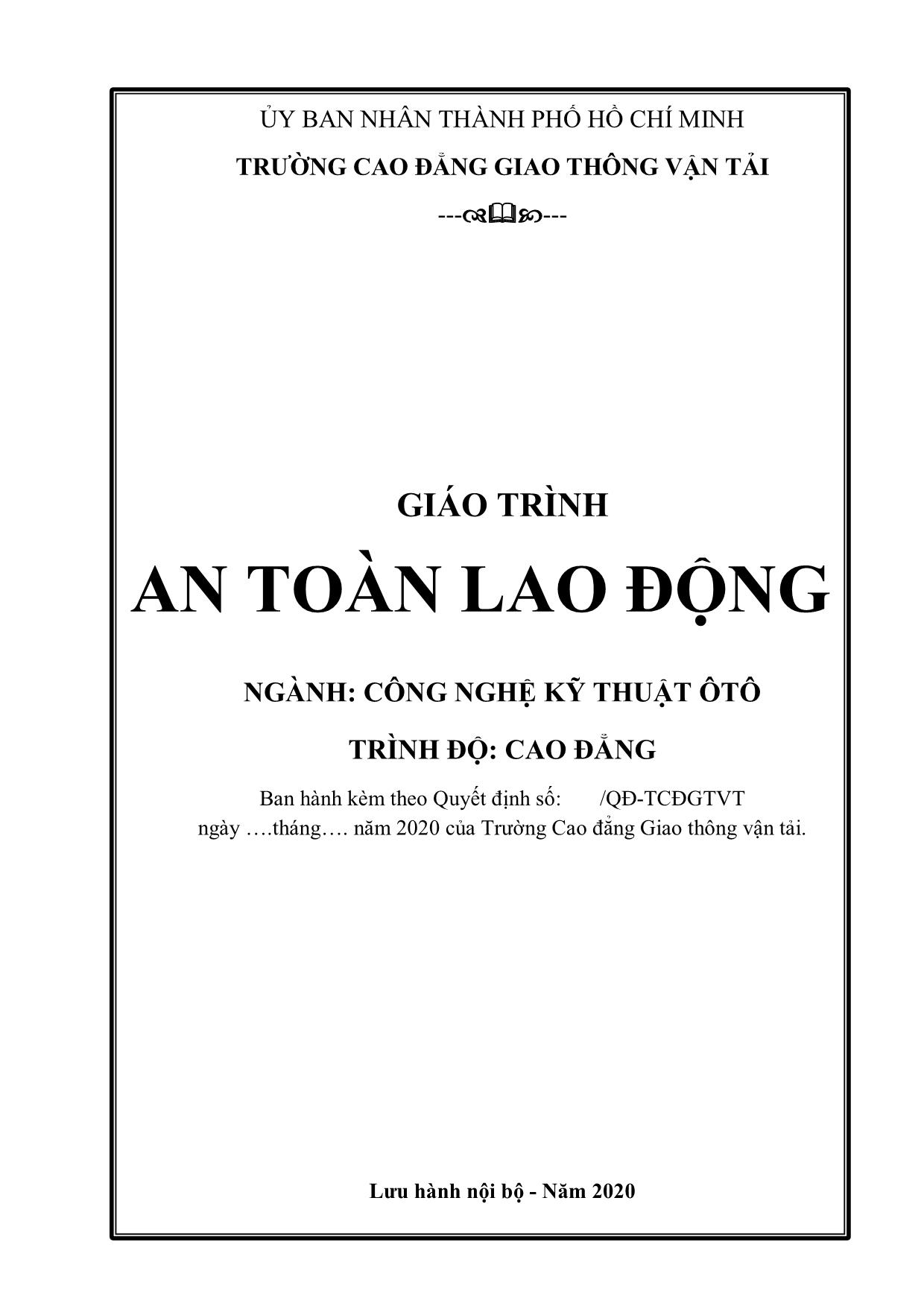 Giáo trình Công nghệ kỹ thuật ô tô - An toàn điện trang 1