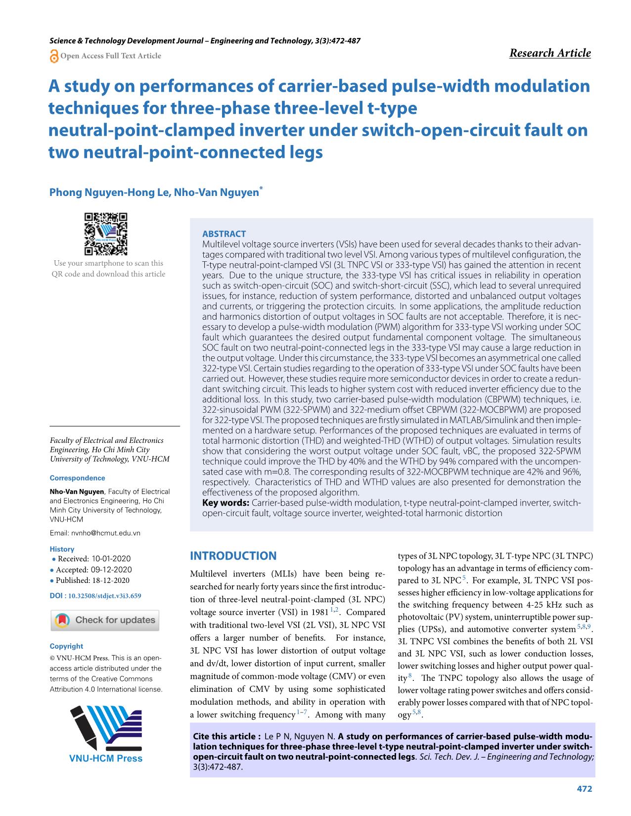 A study on performances of carrier-based pulse-width modulation techniques for three-phase three-level t-type neutral-point-clamped inverter under switch-open-circuit fault on two neutral-point-connected legs trang 1