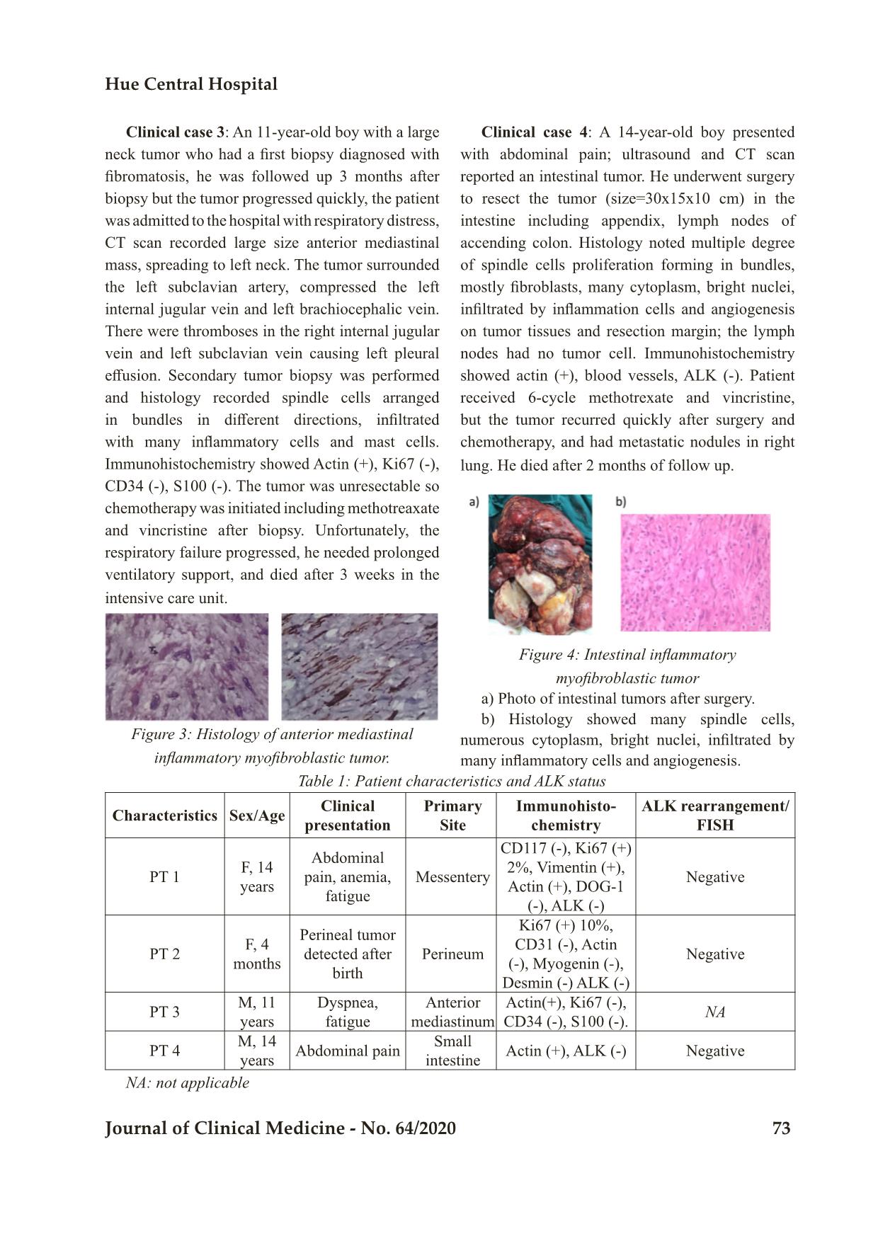 Characteristic of inflammatory myofibrinoblastic tumor: Retrospective analysis of 4 cases in children hospital number 2 trang 4