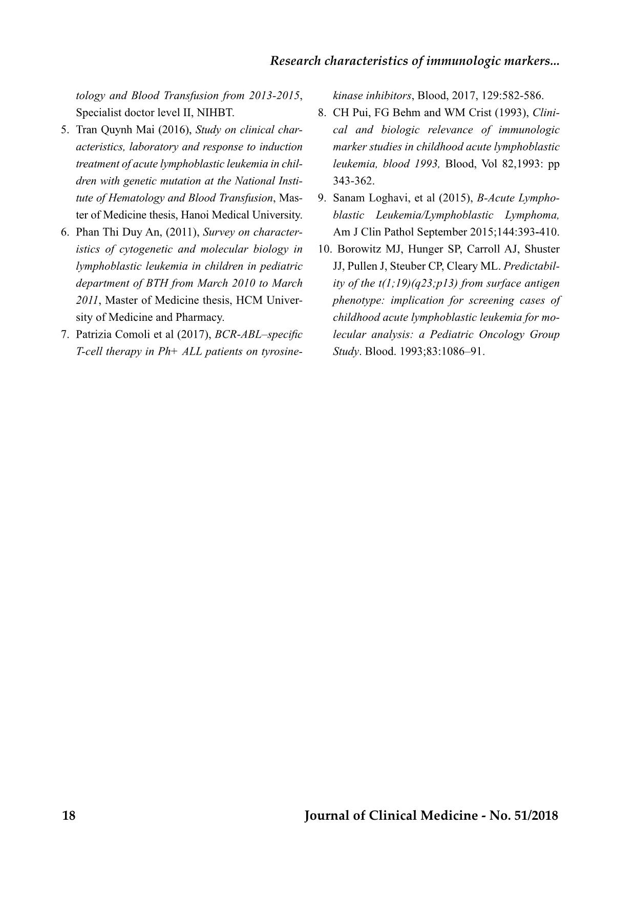 Characteristics of immunologic markers in pediatric acute lymphoblastic leukemia with genetic mutation at national institute of hematology and blood transfusion from 2016 to 2018 trang 7