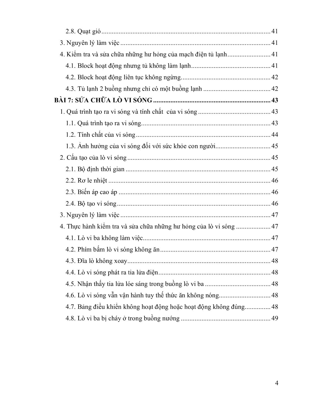 Giáo trình Mô đun Cơ điện nông thôn - Bảo dưỡng sửa chữa thiết bị điện gia dụng trang 4