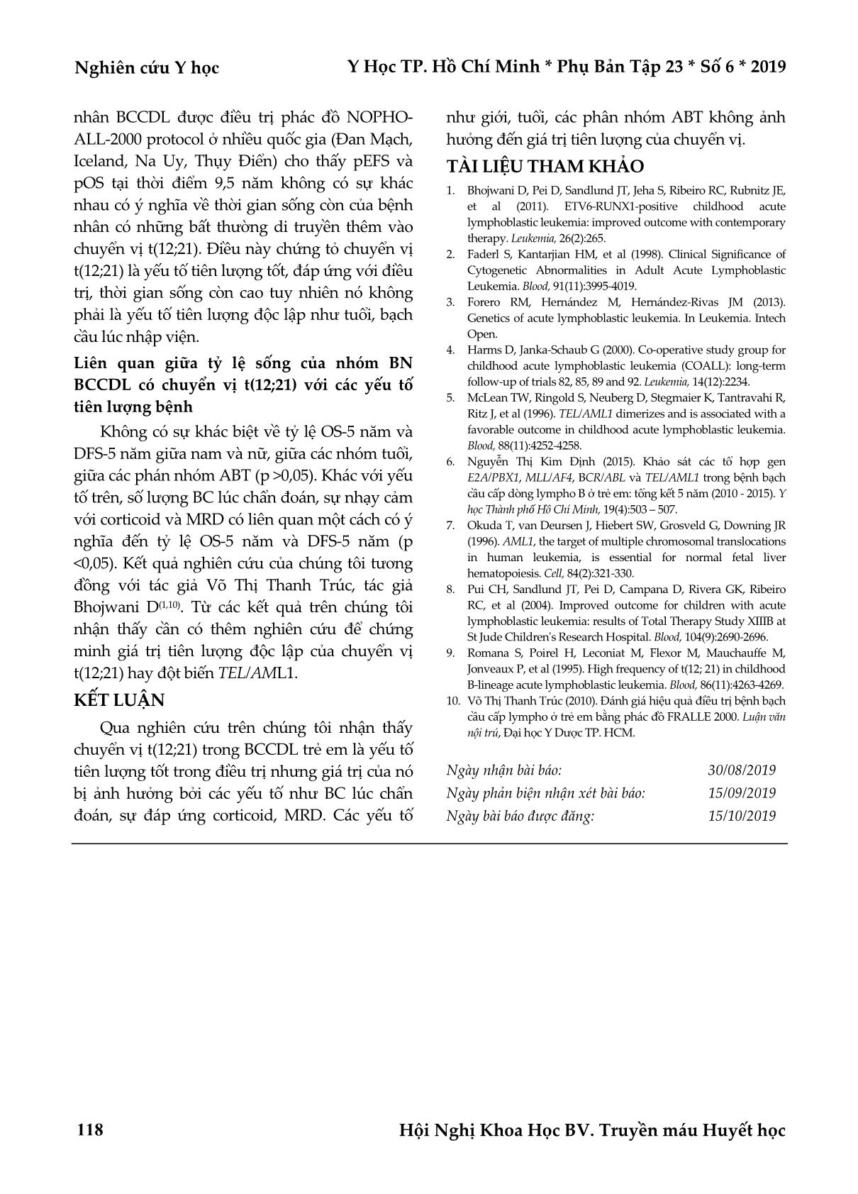 Đánh giá hiệu quả điều trị bệnh bạch cầu cấp dòng Lympho ở trẻ em có đột biến chuyển vị T(12;21) trang 5