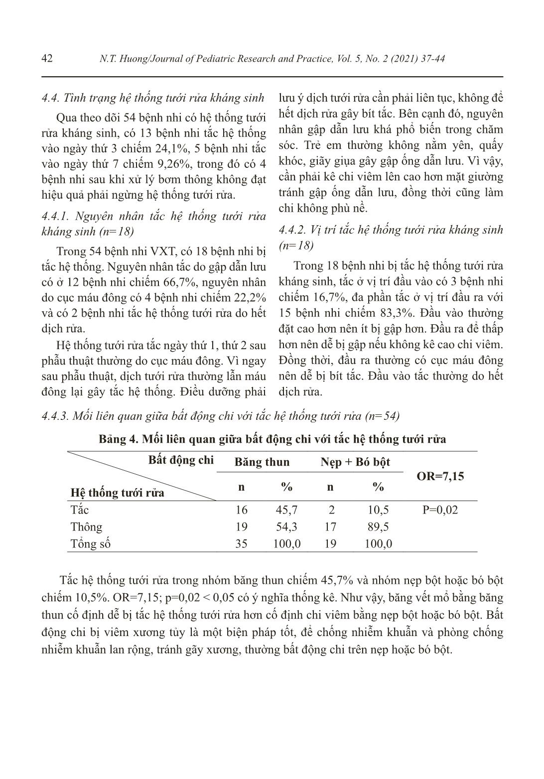 Asessment Results of the Continuous Postoperative Antibiotic Irrigation for Children with Acute Hematogenous Osteomyelitis (AHO) at Pediatric Orthopedics Department, Vietnam National Children’s Hospital trang 6