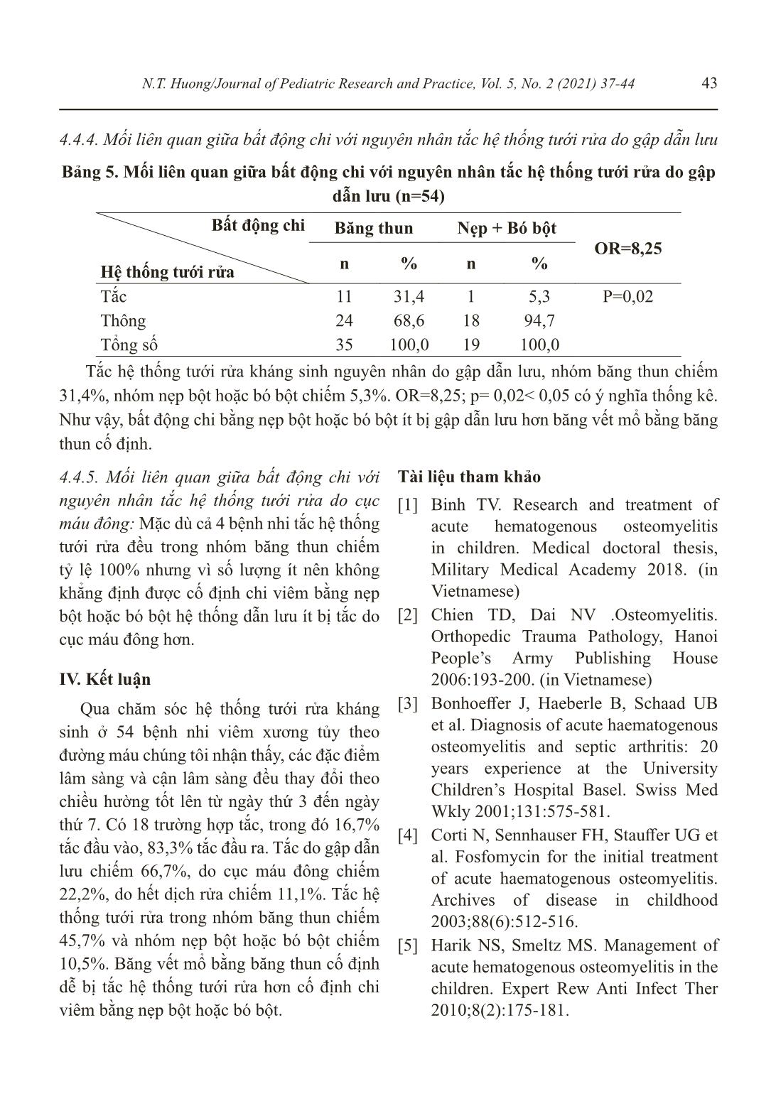 Asessment Results of the Continuous Postoperative Antibiotic Irrigation for Children with Acute Hematogenous Osteomyelitis (AHO) at Pediatric Orthopedics Department, Vietnam National Children’s Hospital trang 7