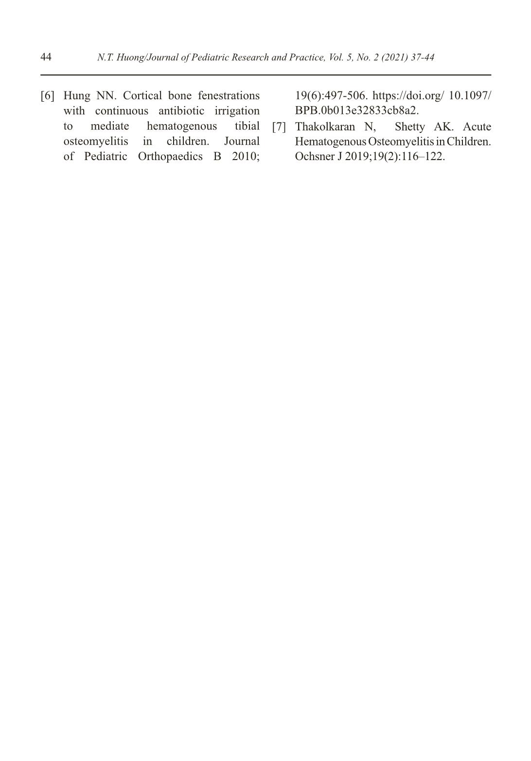 Asessment Results of the Continuous Postoperative Antibiotic Irrigation for Children with Acute Hematogenous Osteomyelitis (AHO) at Pediatric Orthopedics Department, Vietnam National Children’s Hospital trang 8