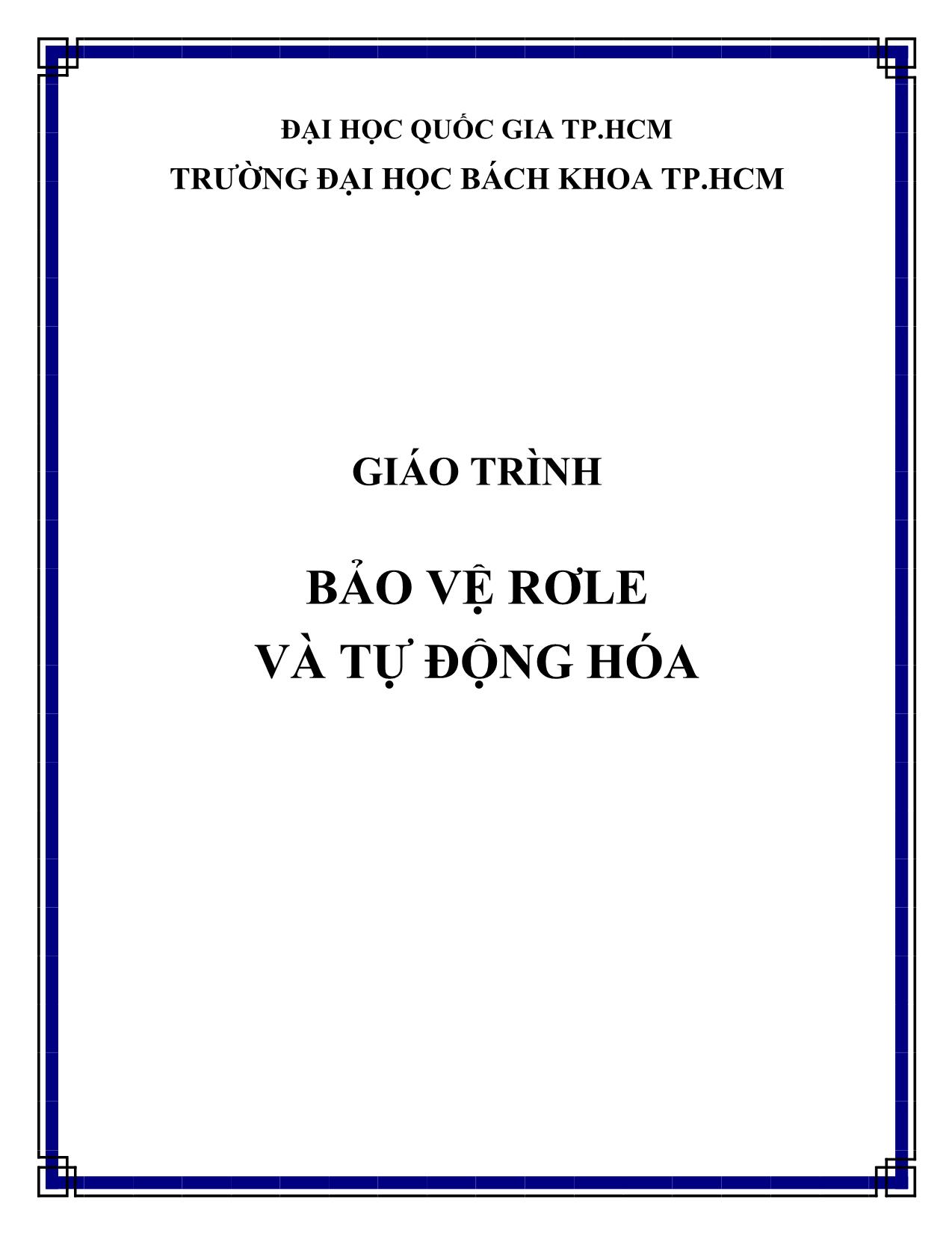 Giáo trình Bảo vệ rơle và tự động hóa trang 1