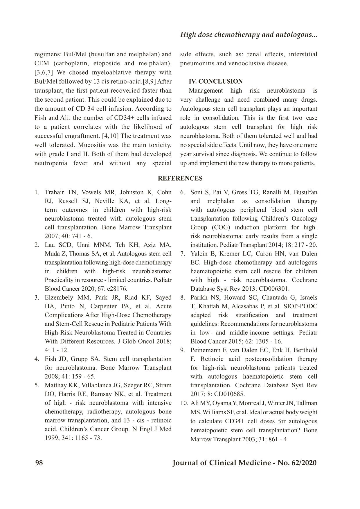 High dose chemotherapy and autologous hematopoietic stem cell rescue for children with high risk neuroblastoma: Two case report trang 5