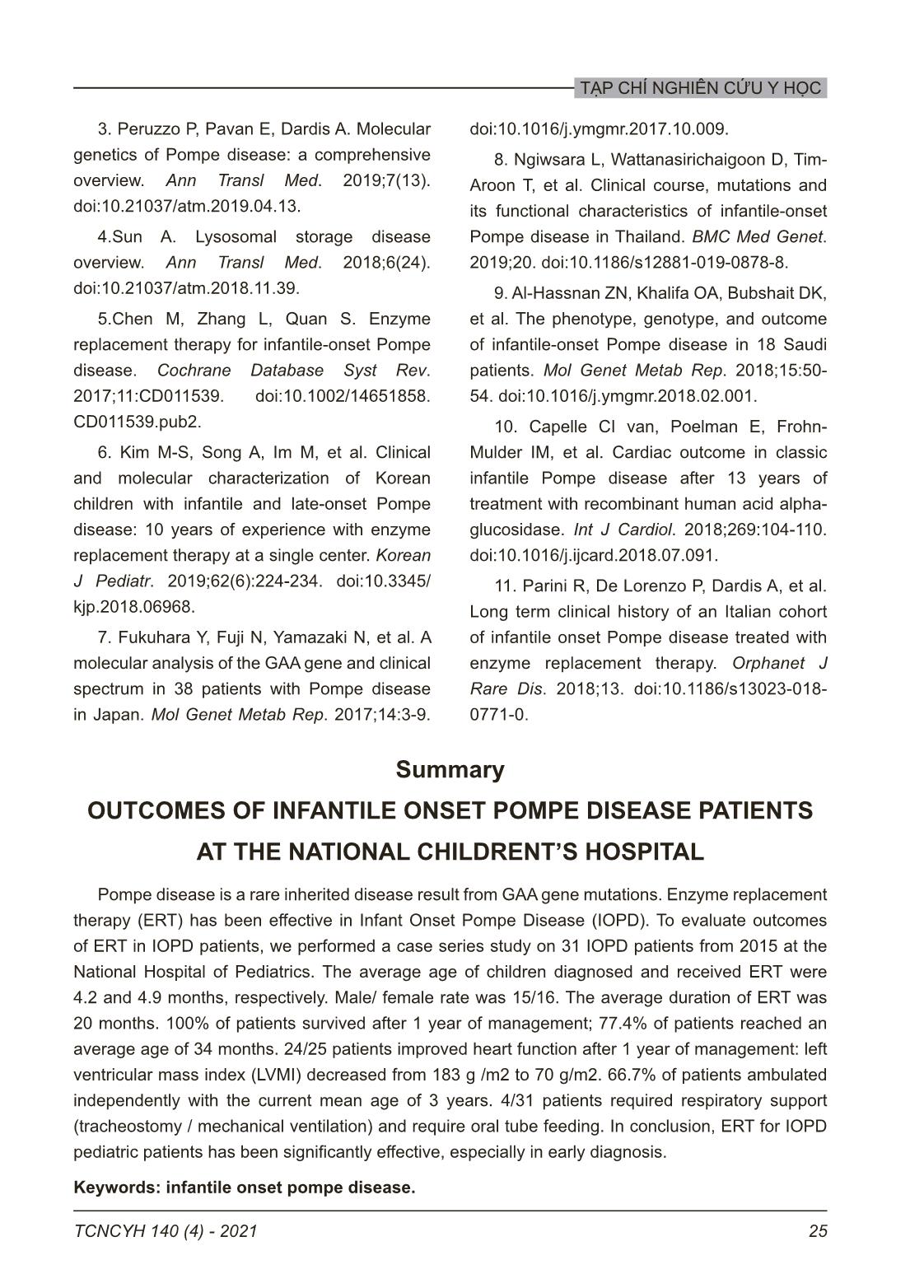 Kết quả điều trị bệnh Pompe thể xuất hiện ở trẻ nhỏ tại bệnh viện Nhi trung ương trang 6