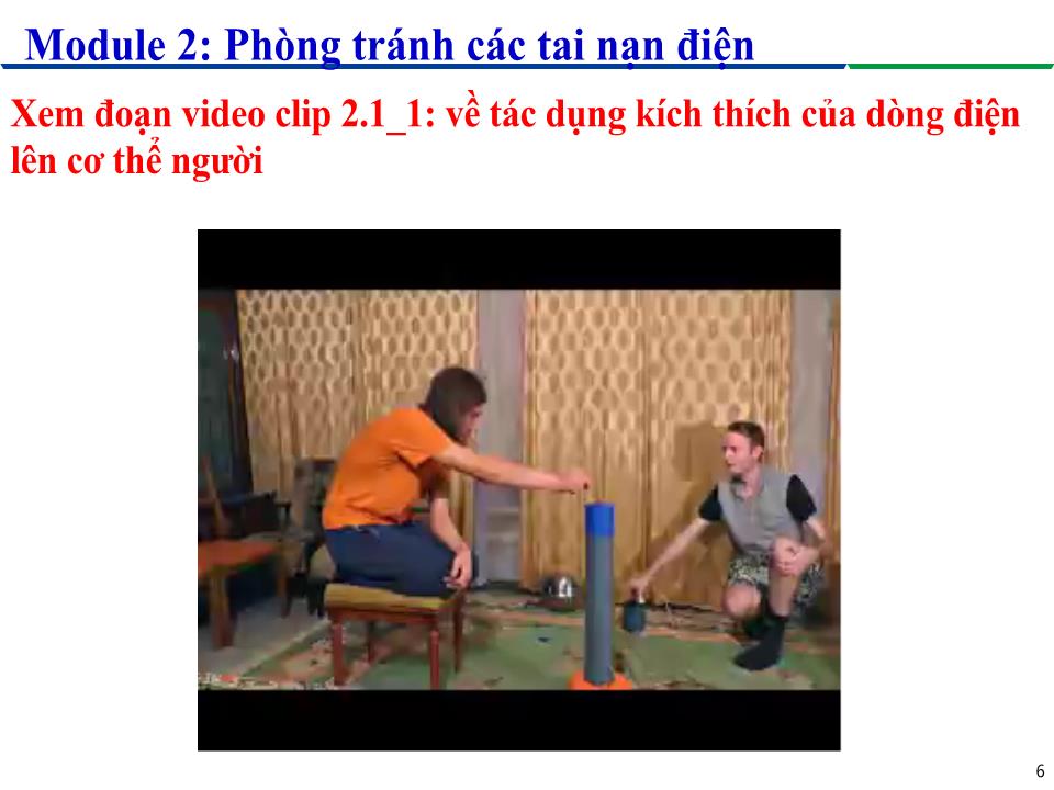 Module 2: Phòng tránh các tai nạn điện - Bài 1: Ảnh hưởng của dòng điện lên cơ thể người trang 6