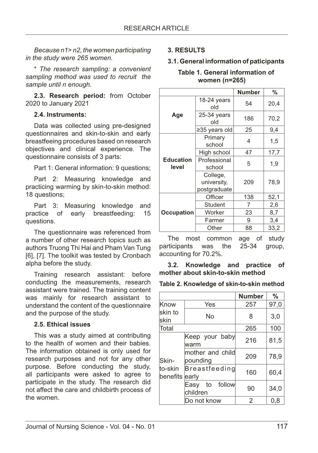 Knowledge and practice on skin-to-skin contact and early breastfeeding methods of women with vaginal delivery at ha noi obstetrics and gynecology hospital trang 3