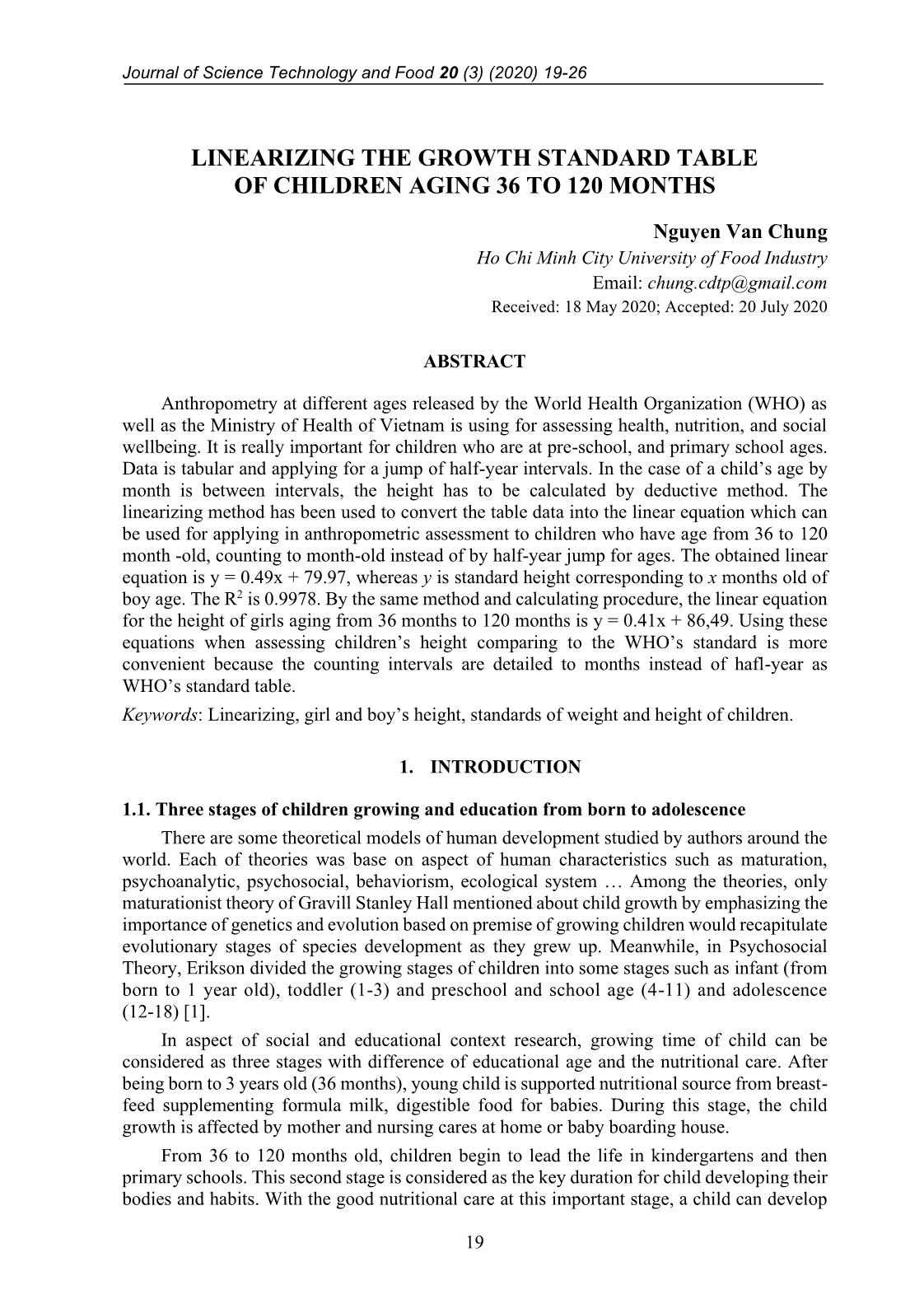 Linearizing the growth standard table of children aging 36 to 120 months trang 1