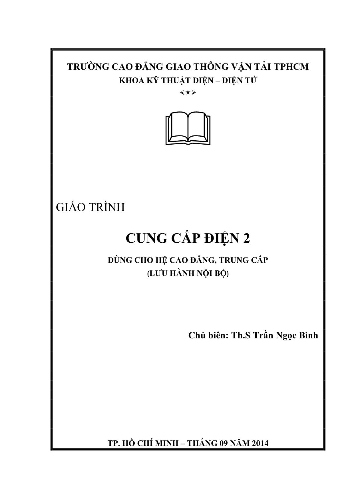 Giáo trình Cung cấp điện 2 (Phần 1) trang 1