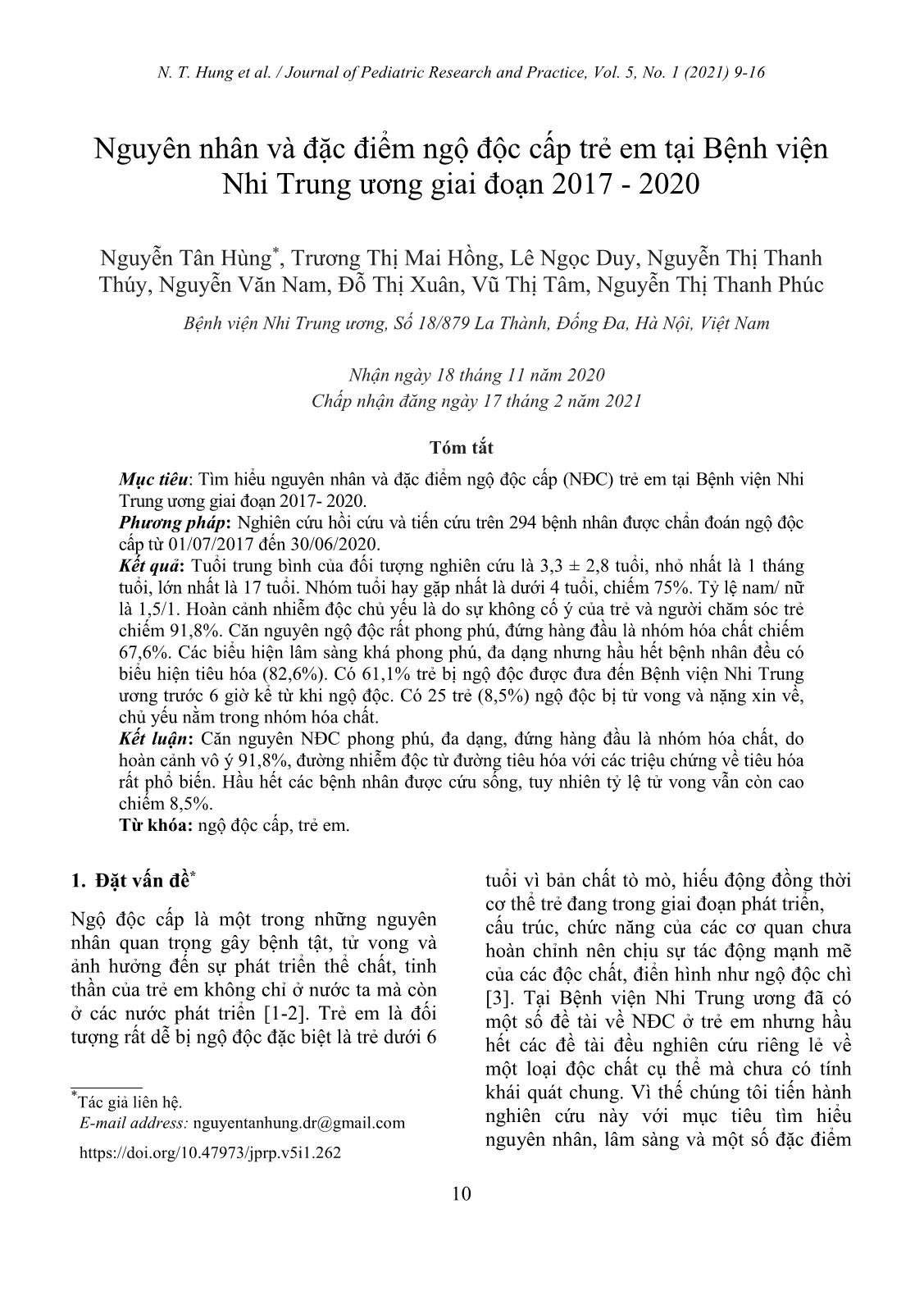 Acute poisoning in children at the Vietnam National Children’s Hospital during 2017 - 2020 trang 2