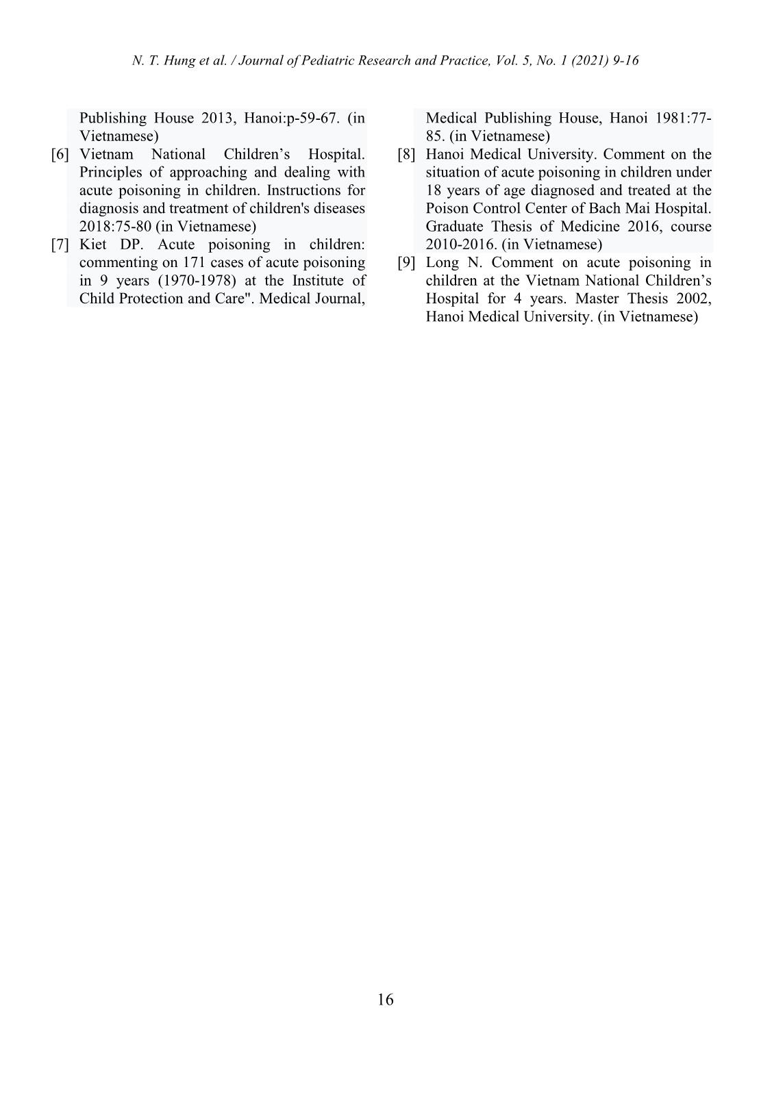 Acute poisoning in children at the Vietnam National Children’s Hospital during 2017 - 2020 trang 8