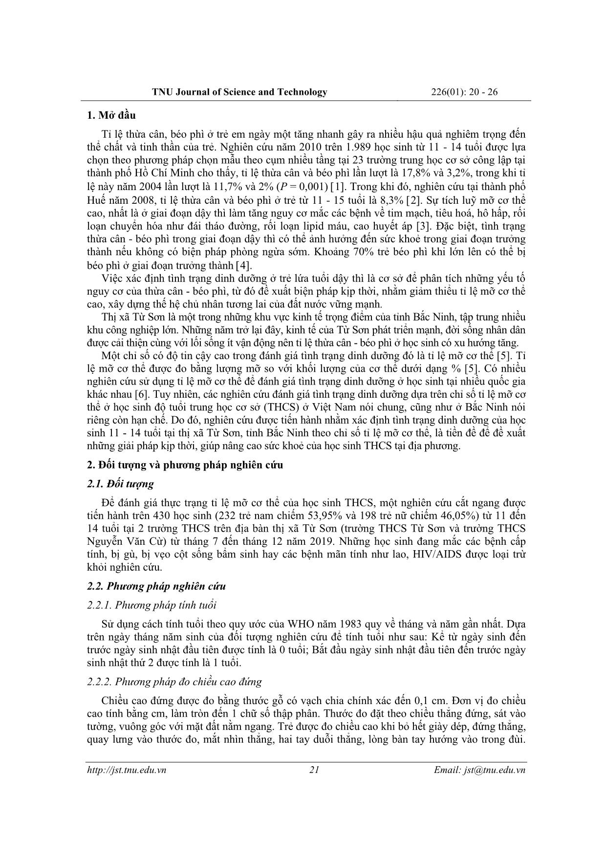 Assessment of nutritional status using body fat percentage among 11 to 14 year-old students in Tu Son town, Bac Ninh privince, 2019 trang 2