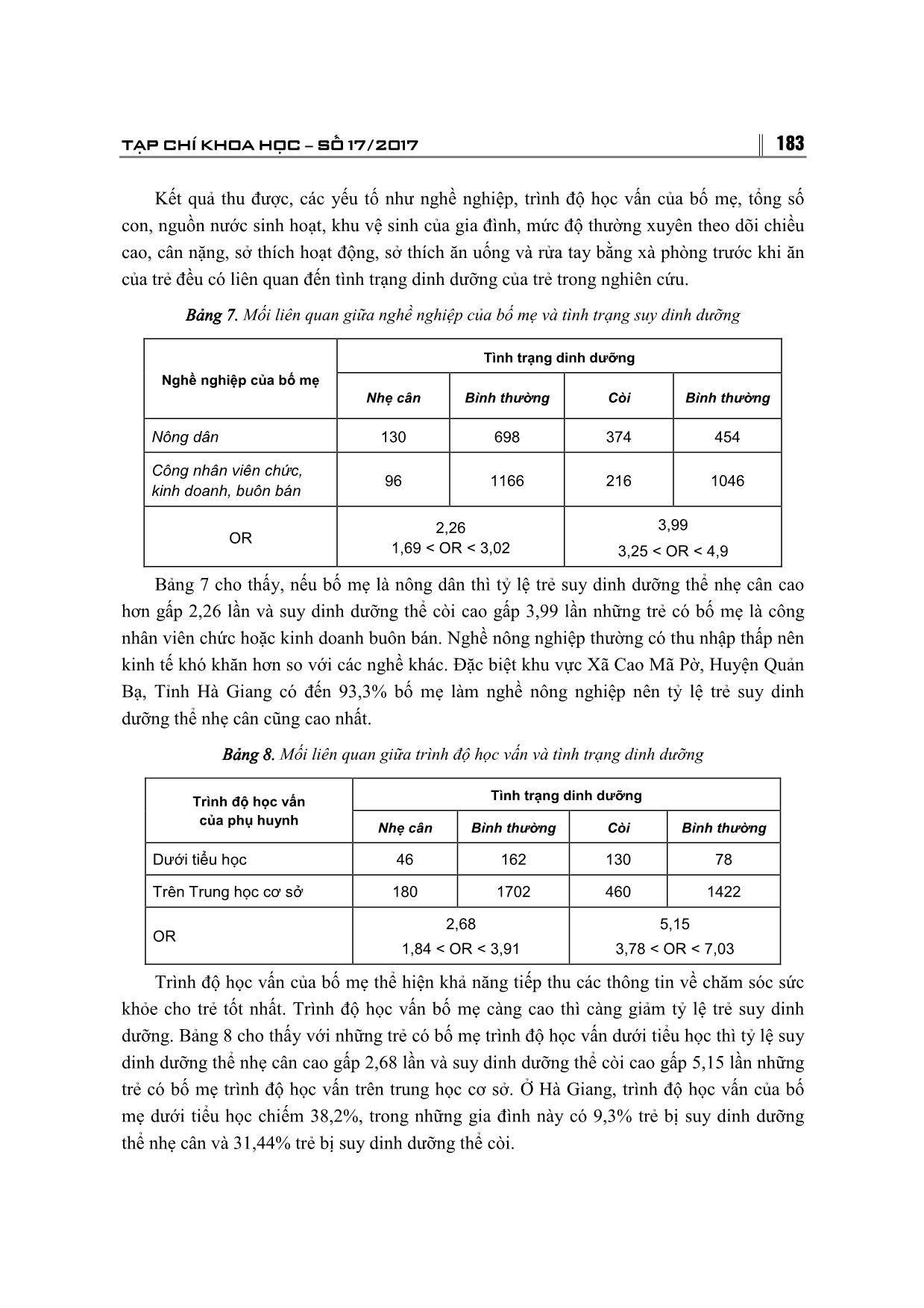 Tình trạng duy dinh dưỡng của trẻ 3-6 tuổi và các yếu tố liên quan ở 3 tỉnh Hà Giang, Hòa Bình, Vĩnh Phúc trang 6