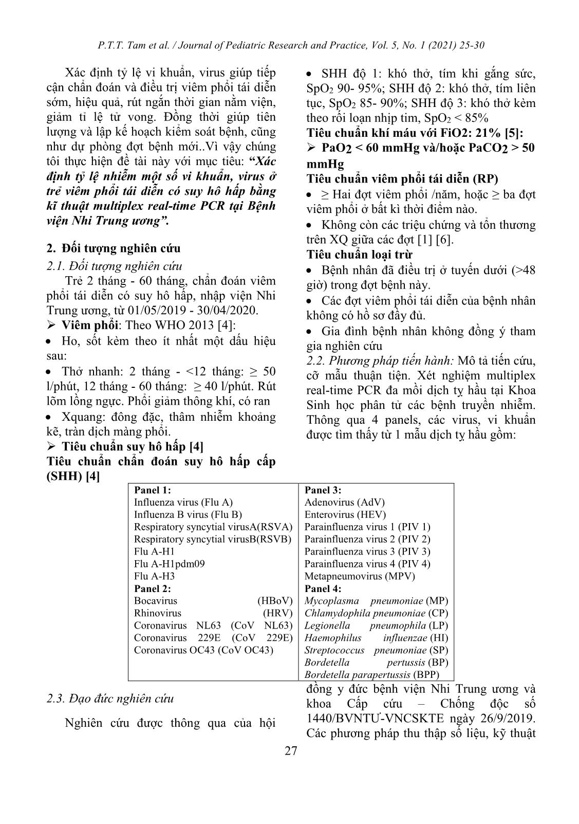 Ratio of bacteria and virus infections in children having recurrent pneumonia with respiatory failure hospitalized at the Viet Nam national children’s hospital trang 3