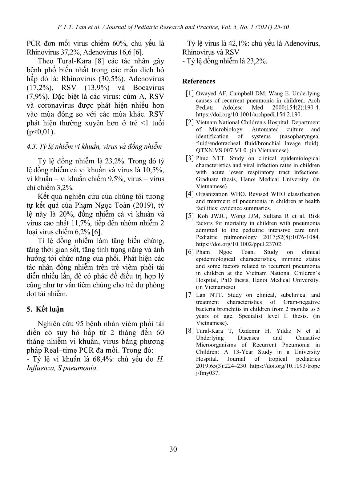 Ratio of bacteria and virus infections in children having recurrent pneumonia with respiatory failure hospitalized at the Viet Nam national children’s hospital trang 6