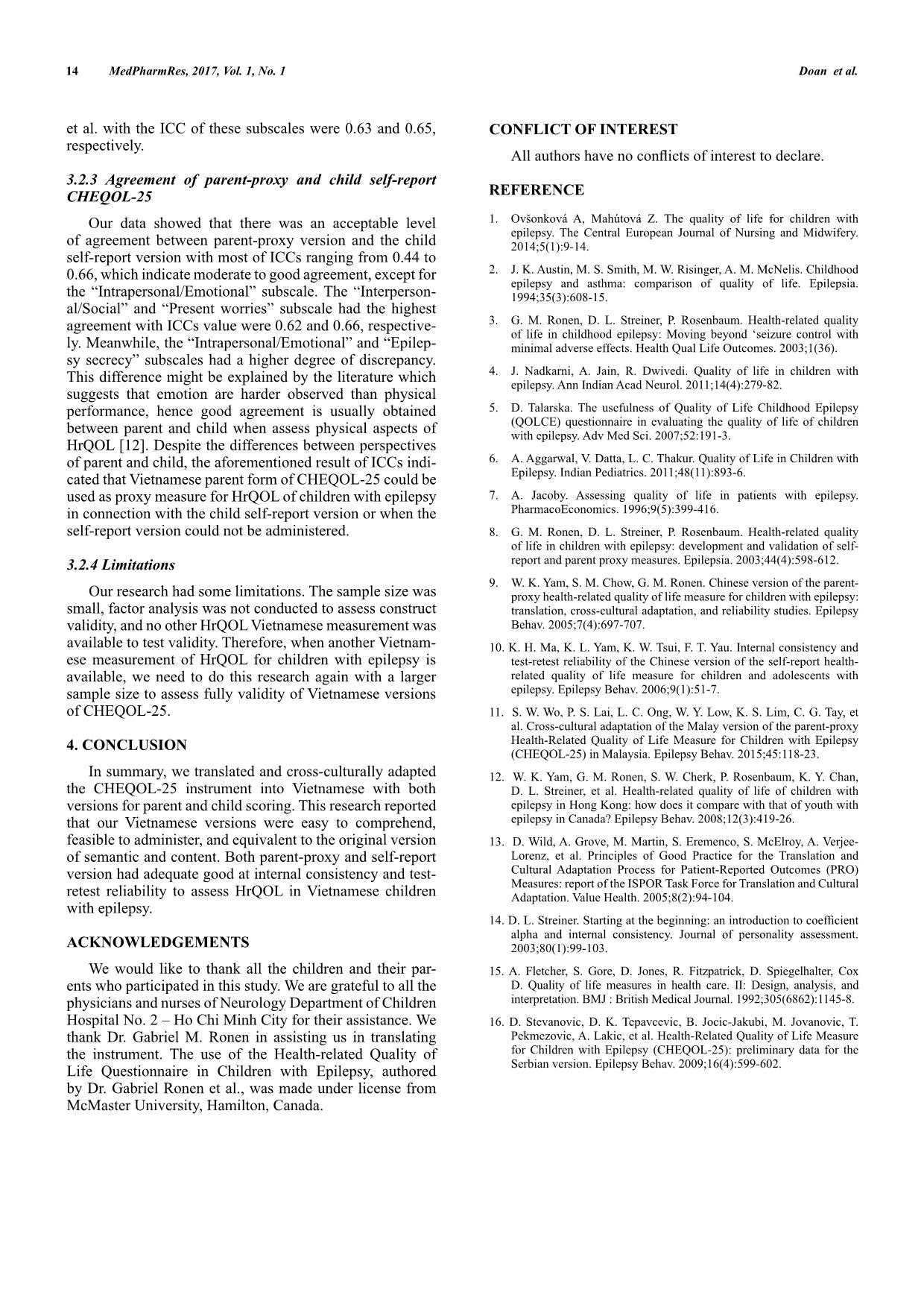 The Vietnamese version of the health-related quality of life measure for children with epilepsy (cheqol-25): Reliability trang 6