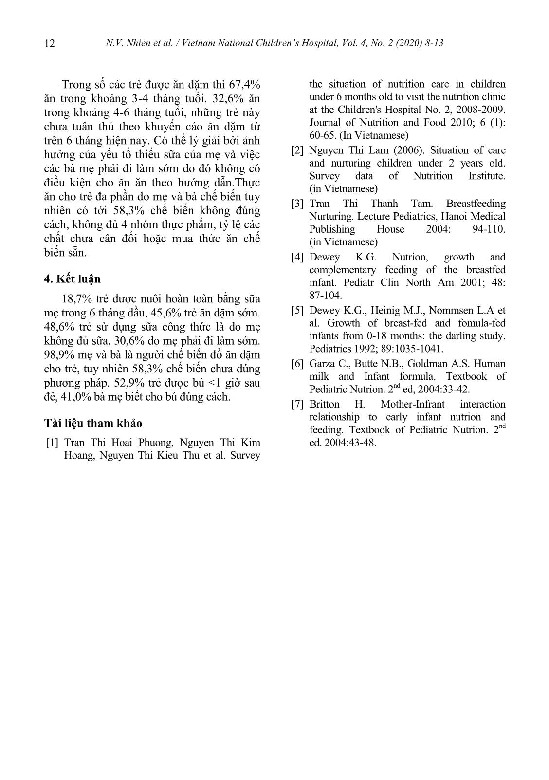 Current situation of nutritional care in children under 6 months of age at the Viet Nam national children’s hospital in 2019 trang 5