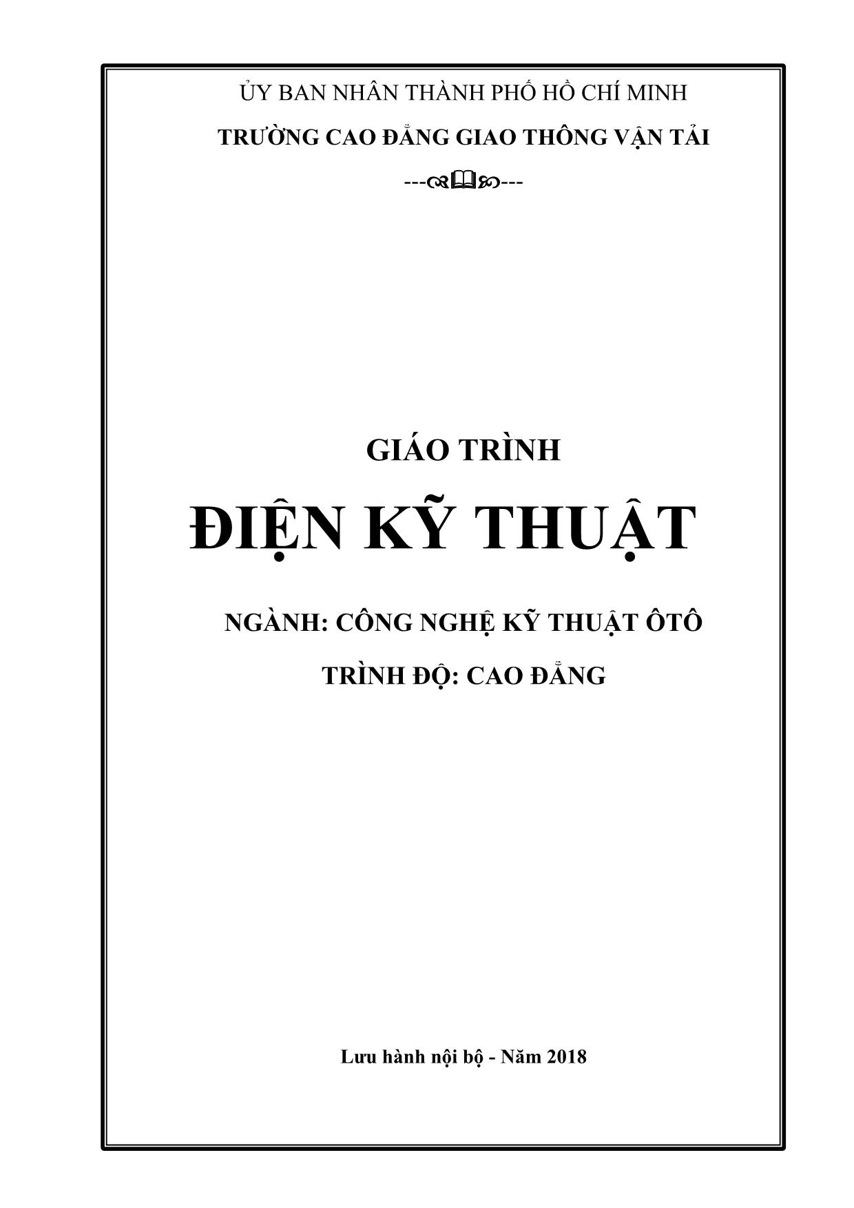 Giáo trình Công nghệ kỹ thuật ô tô - Điện kỹ thuật trang 1