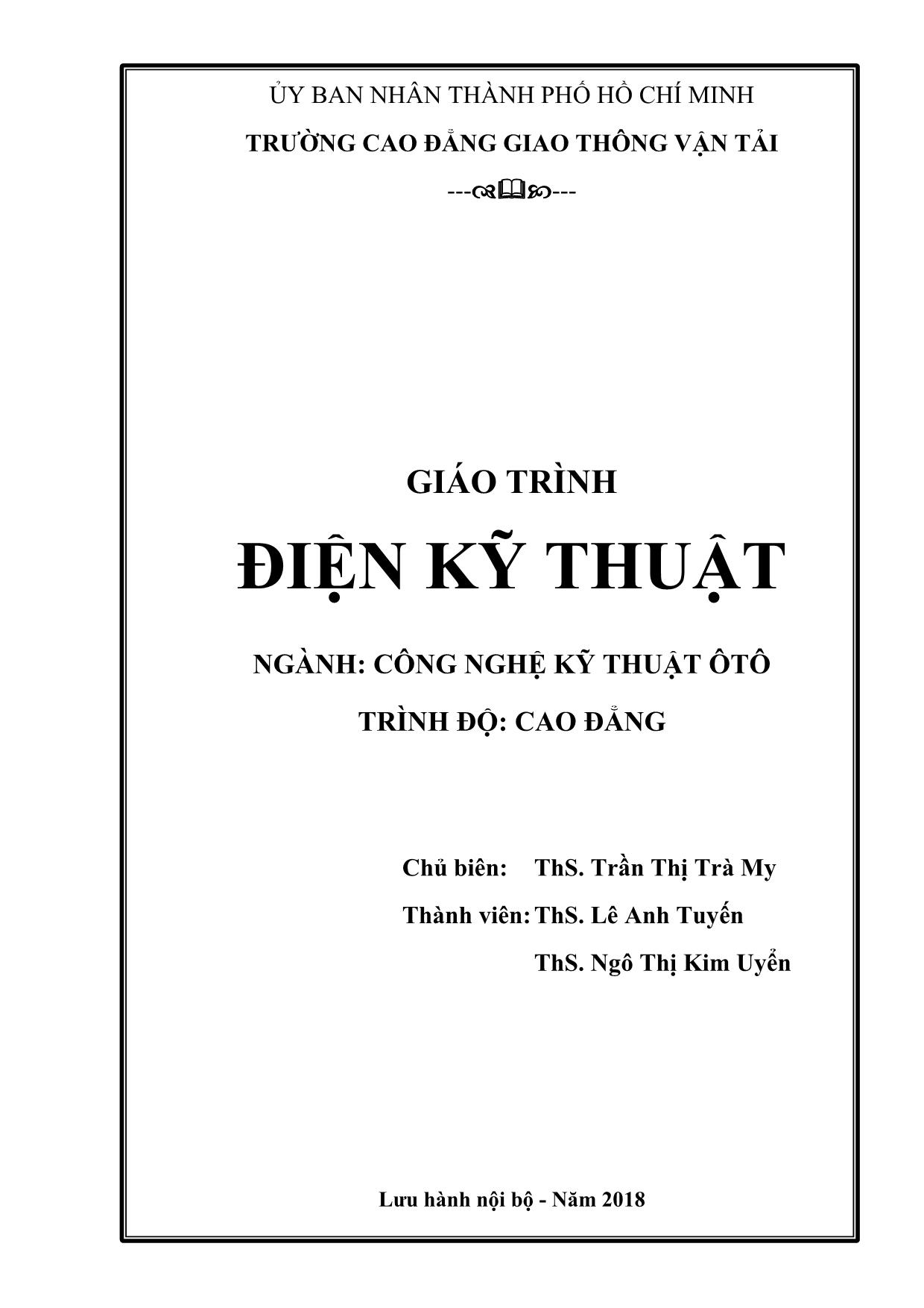 Giáo trình Công nghệ kỹ thuật ô tô - Điện kỹ thuật trang 2