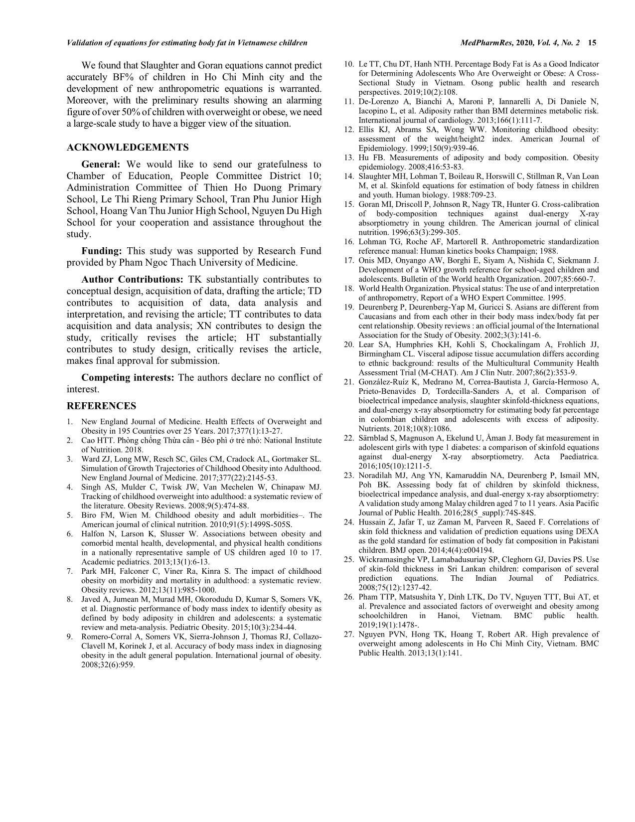 Validation of predictive equations against DXA for estimation of body fat composition in Vietnamese children trang 5