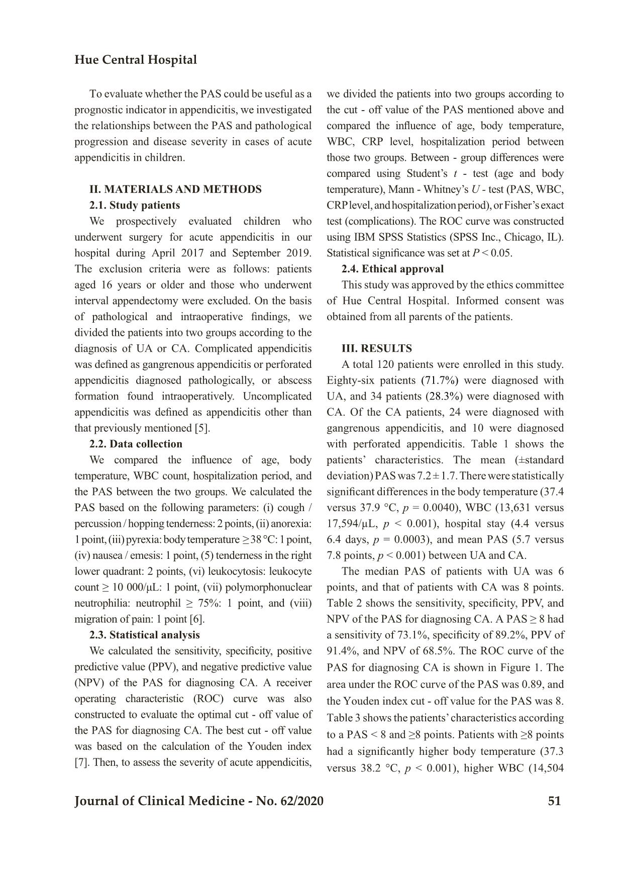 Validity of pediatric appendicitis score in predicting disease severity in pediatric acute appendicitis trang 2
